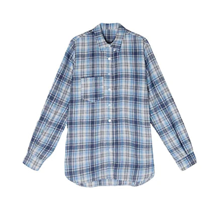 V-Neck Checkered Button-Up Casual Shirt