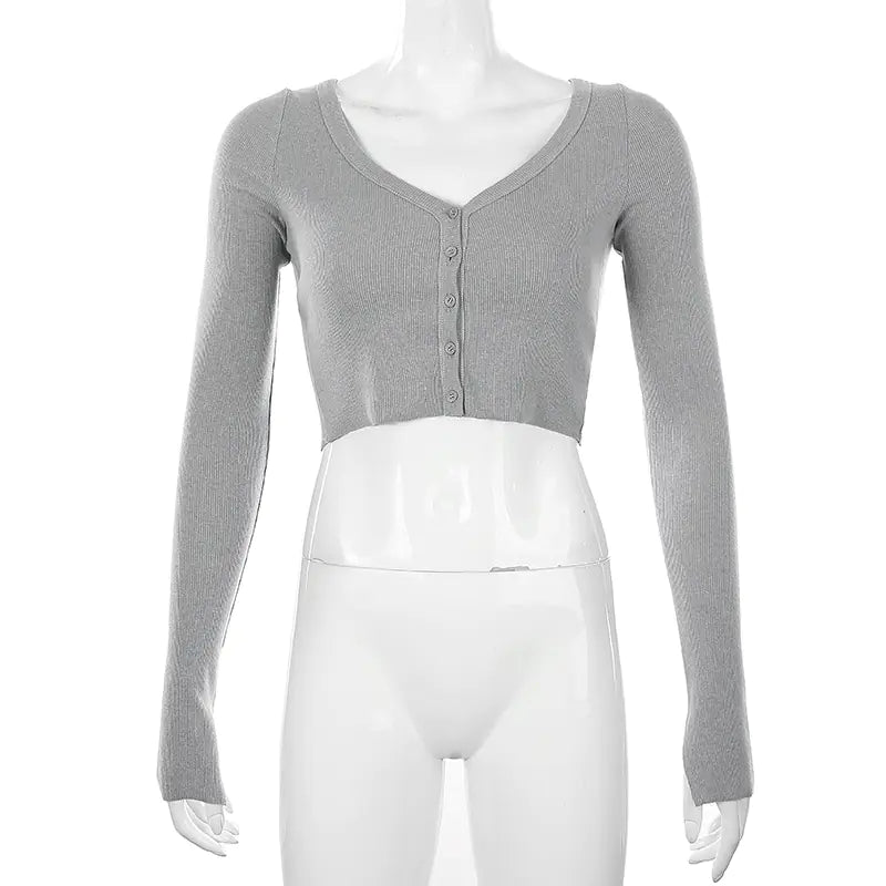 Knit Cardigan Crop Top Shirt and Blouse