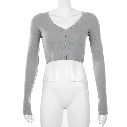 Knit Cardigan Crop Top Shirt and Blouse