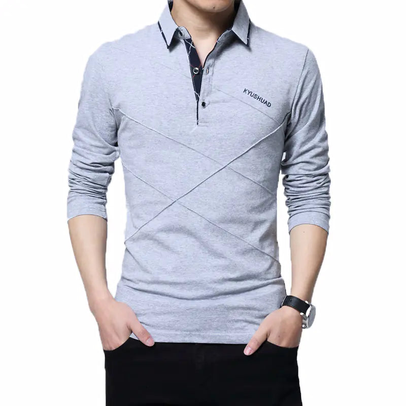 Men's Casual Long Sleeve Polo Shirt