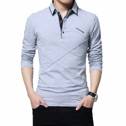 Men's Casual Long Sleeve Polo Shirt