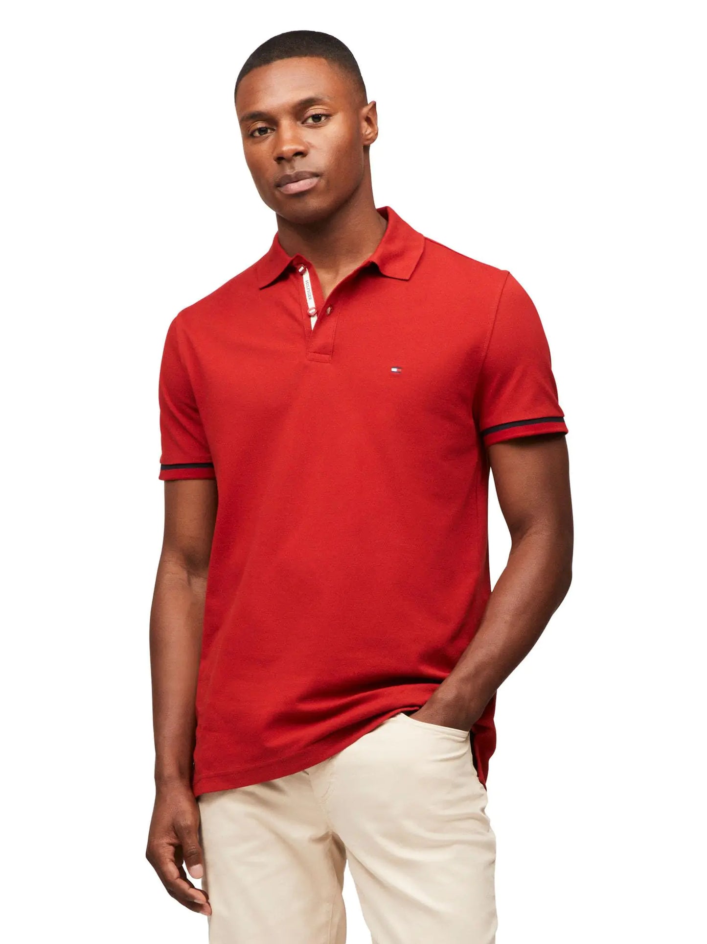 Tommy Hilfiger Mens Under Placket Detail Regular Short Sleeve Polo
