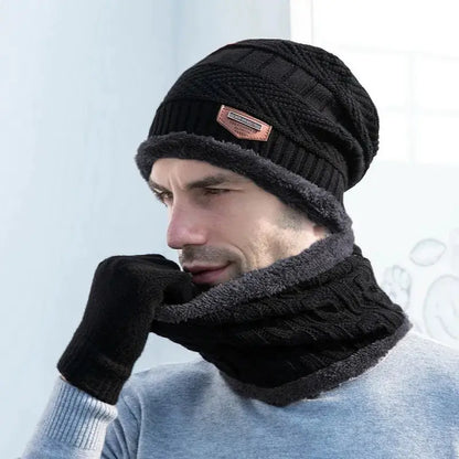 3Pcs Set Fashion Knitted Winter Hats with Gloves