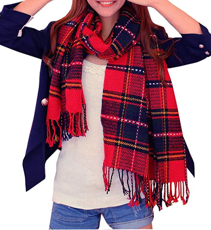 2020 Fall Winter Korean Long Plaid Cashmere Scarf