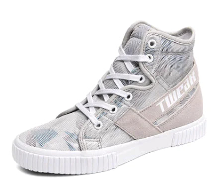 New High-Top Women's Leather and Mesh Casual Shoes