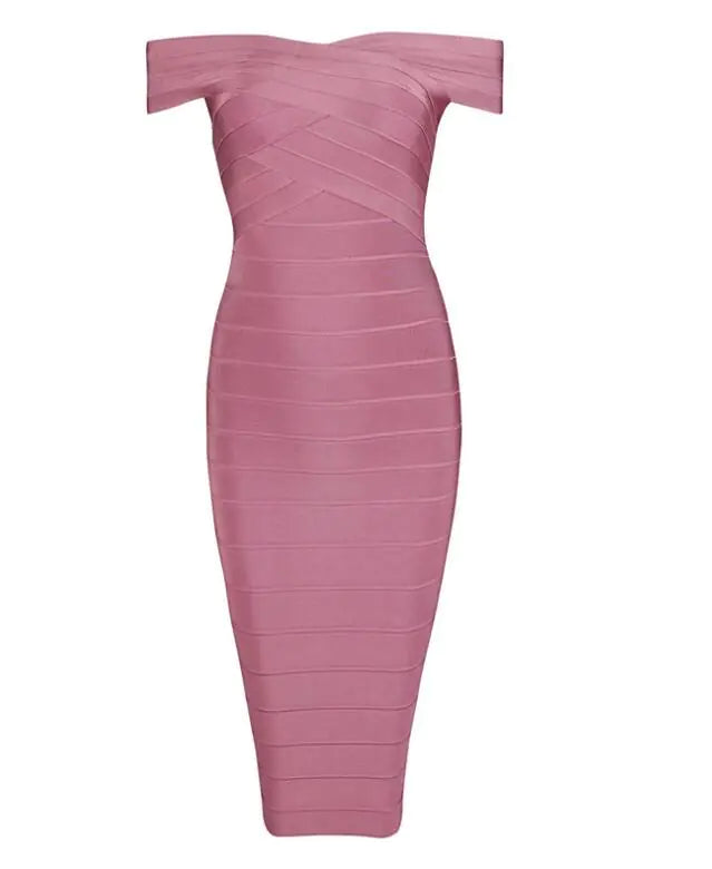 Strap Dress, Solid Color Off-Shoulder Midi Dress