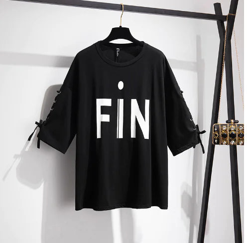 Iron Ring Letter Print BF T-Shirt