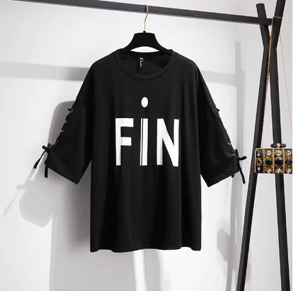 Iron Ring Letter Print BF T-Shirt