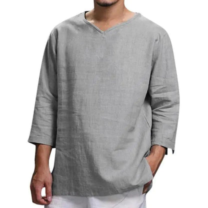 Men's Casual 3/4 Sleeve Loose Pullover Shirt