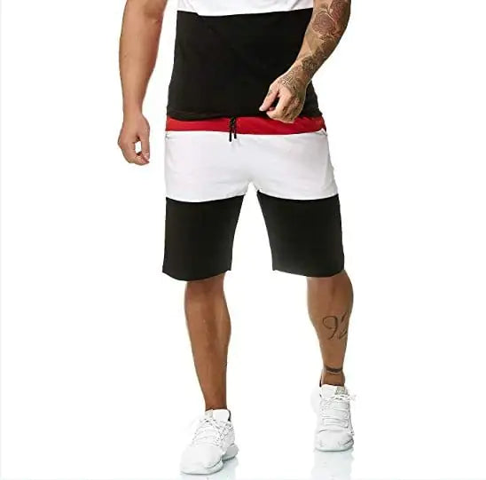 Men's Casual Color Block Five Point Shorts