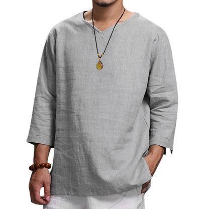 Men's Casual 3/4 Sleeve Loose Pullover Shirt