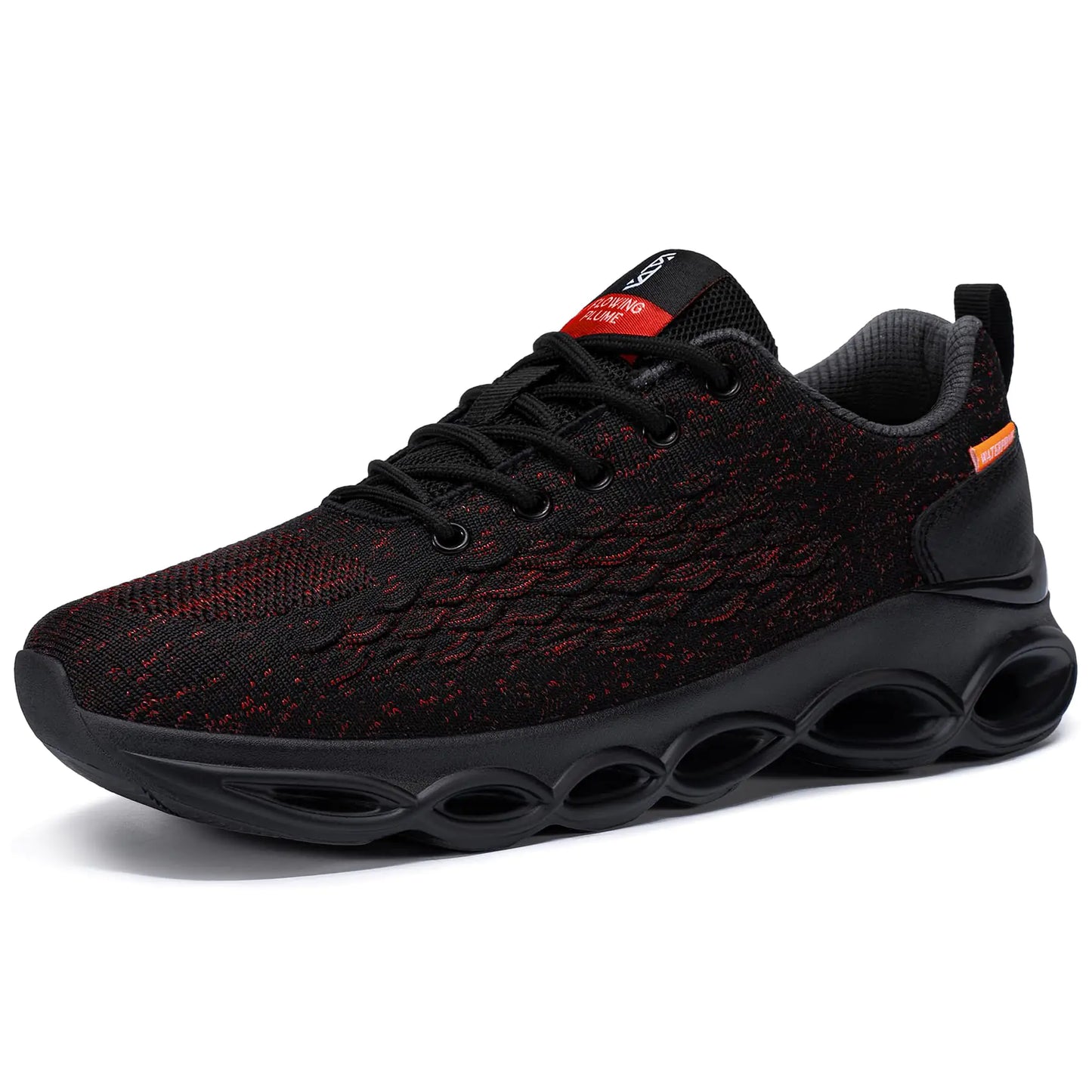 FATES TEX Waterproof Shoes for Men Tennis Sneakers Rain Water Resistant Comfortable Walking Running Casual Breathable Walking Shoes(7.5 Black Red)