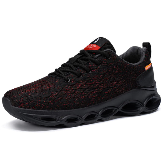 FATES TEX Waterproof Shoes for Men Tennis Sneakers Rain Water Resistant Comfortable Walking Running Casual Breathable Walking Shoes(7.5 Black Red)