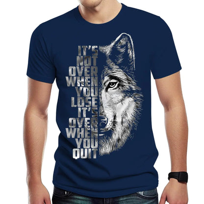 Xissazri Mens Cool Wolf 3D Print Tshirt Summer Trend T Shirt Motivational T-Shirt Tops-Navy-4XL