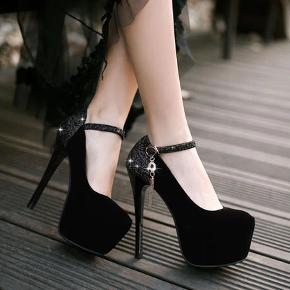 נעלי עקב גבוהות לנשים - נעלי כלה עם סטילטו עמידות למים