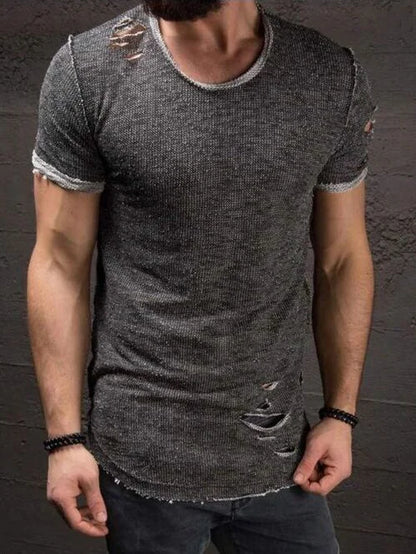 European Style Short Sleeve Distressed T-Shirt