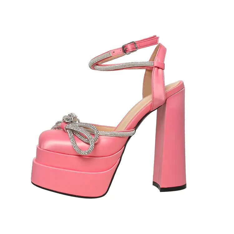 Rhinestone Satin High Heels for Ladies