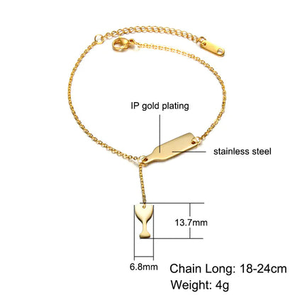 Wine Bottle Bracelet, Stainless Steel Cup Bracelet for Women