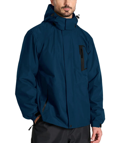 SWISSWELL Mens Rain Jackets Waterproof with Hood Lightweight Windbreaker Jackets Rain Coat for Golf Fishing Running Cycling Navy XXXL