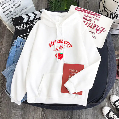 Harajuku Strawberry Milk Graphic Sweatshirt