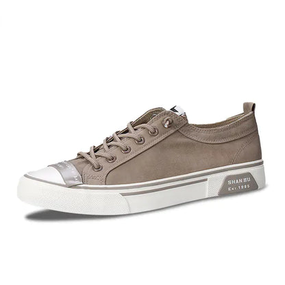 Men's Casual Lace-Up Flat Canvas Shoes - Trendy Style