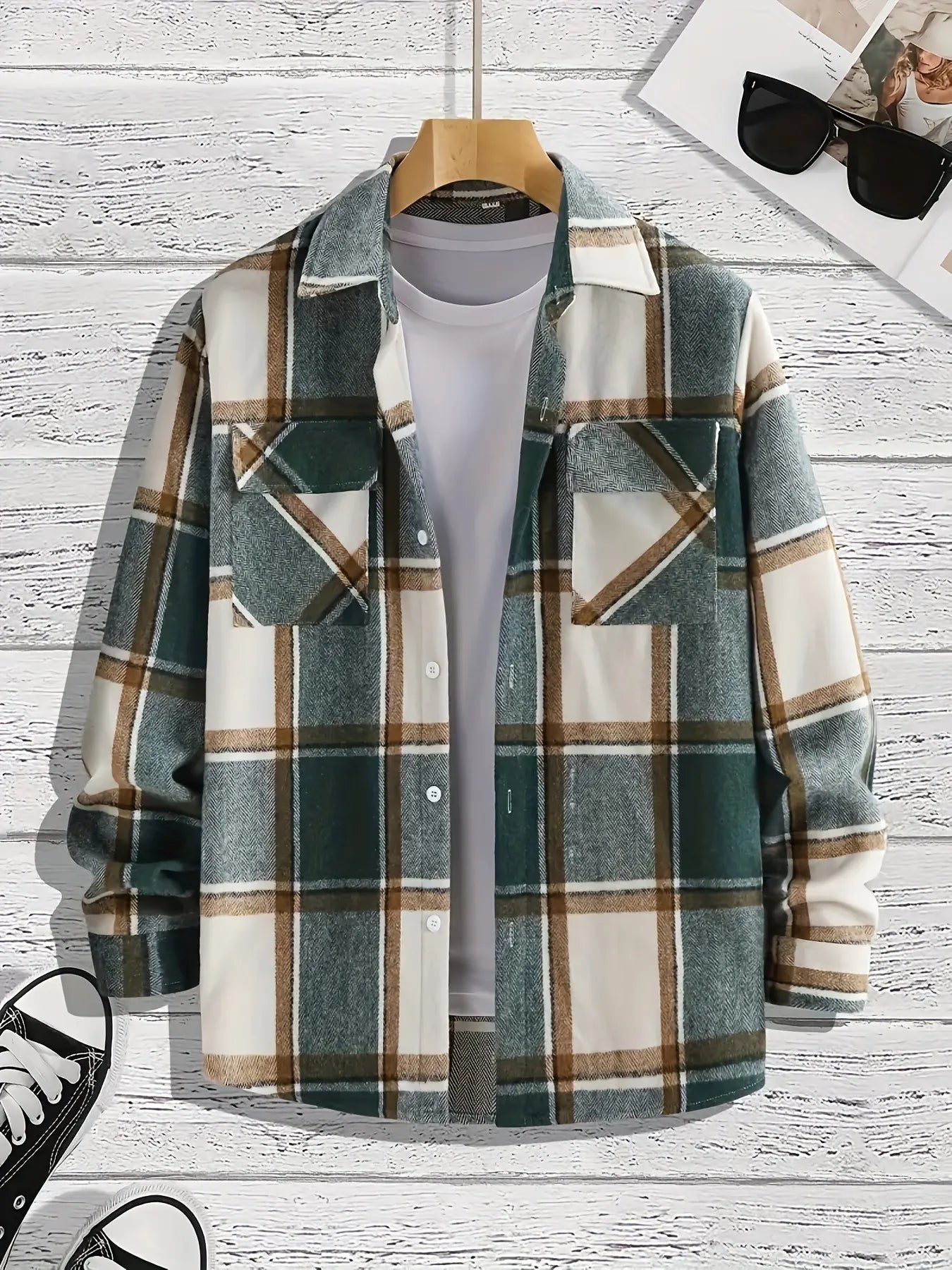 Men's Versatile Casual Plaid Coat Shirt
