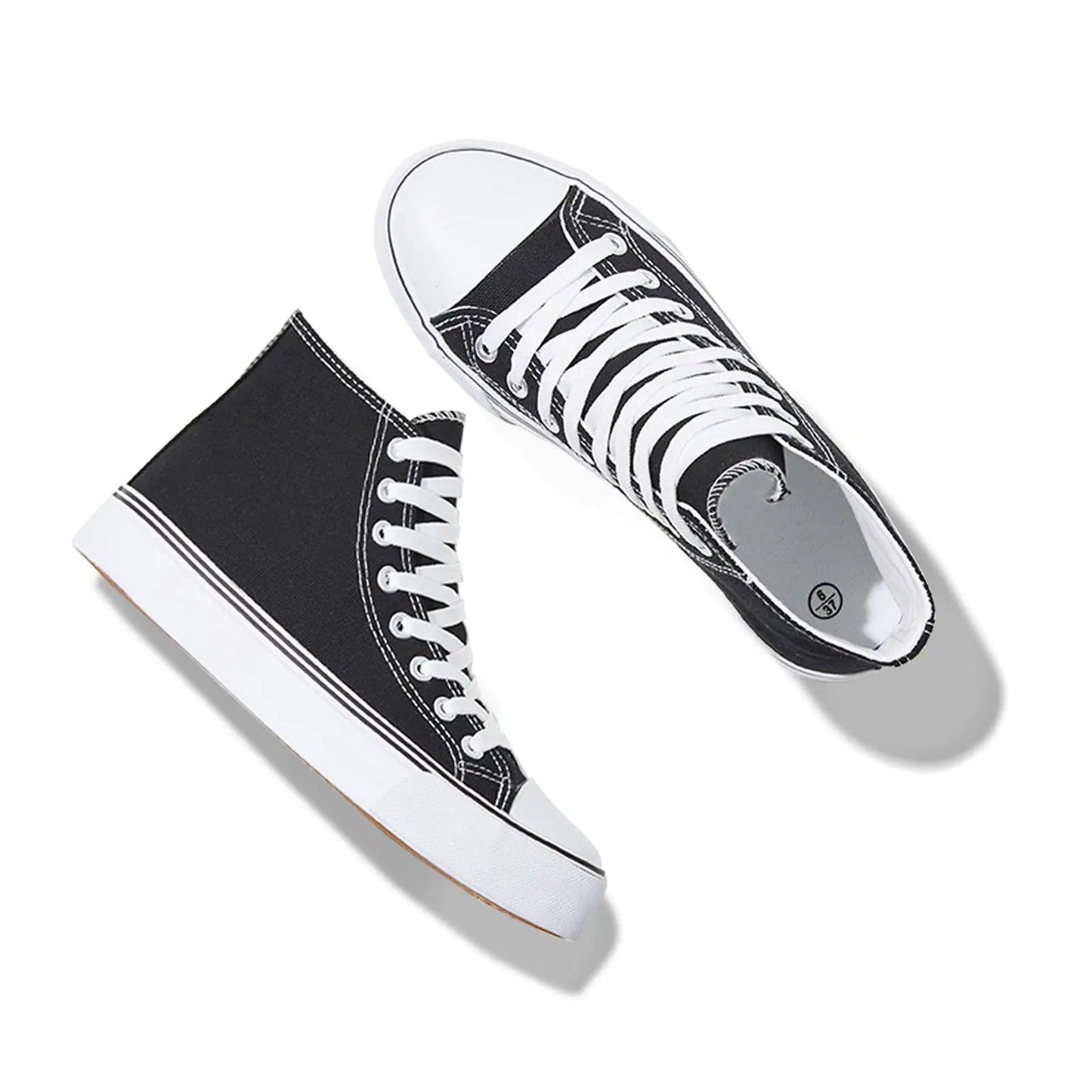 Iarus Womens high top Canvas Sneakers White Shoes for Womens Black Fashion Casual Shoes for Womens Walking Shoes(black11)