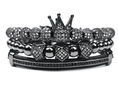 Crown Triangle Bracelet, Crown Bracelet, Leather Strap Bracelet