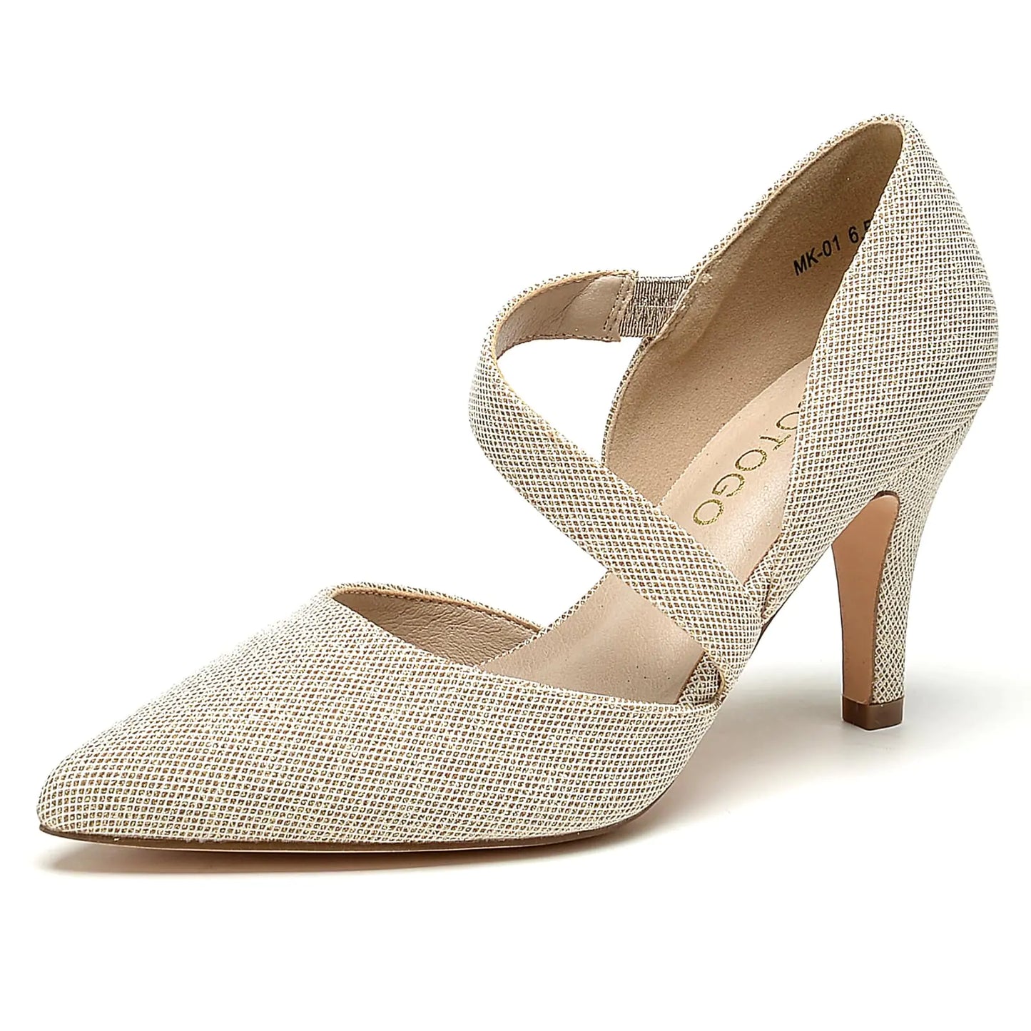 Womens Closed Toe Gold Heel Pointed Toe Pumps 3 inch Dress Shoes for Women (Gold Glitter. 7)