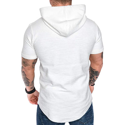Men's Casual Short Sleeve Hoodies - Solid Colors