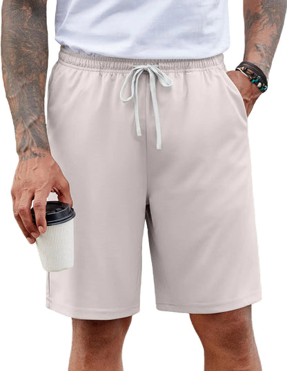 COOFANDY Mens Flat Front Shorts Casual Summer Shorts Regular Fit Lightweight Beatch Shorts Light Grey