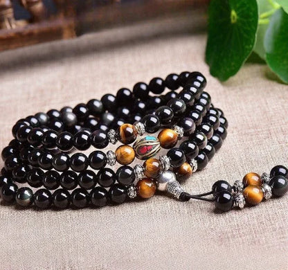 Obsidian Couple Bracelet and Prayer Bead Bracelet