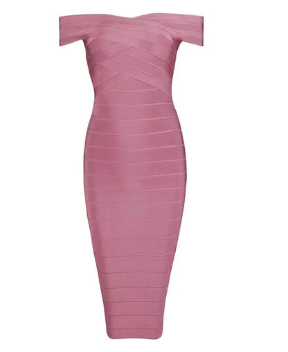 Strap Dress, Solid Color Off-Shoulder Midi Dress