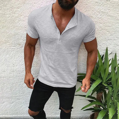 Button-Up Solid Color T-Shirt