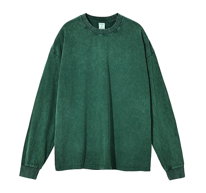 Ribbed Sleeve Solid Blank T-Shirt