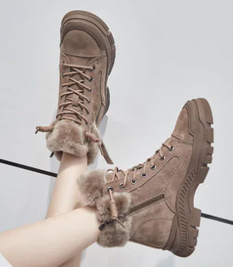 Trendy Women's Winter Plush Sneakers with Thick Sole