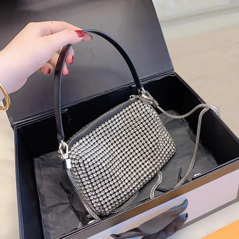 Diamond-Studded Single Shoulder Tote Bag for Women