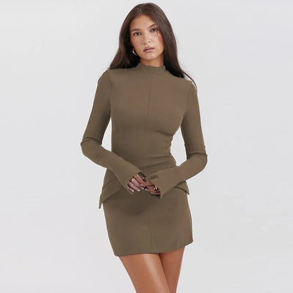 Elegant Slim-Fit Long-Sleeved Dress