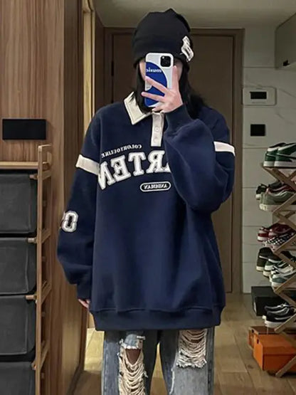 Plus Velvet Loose Hoodies for Women - Vintage Streetwear