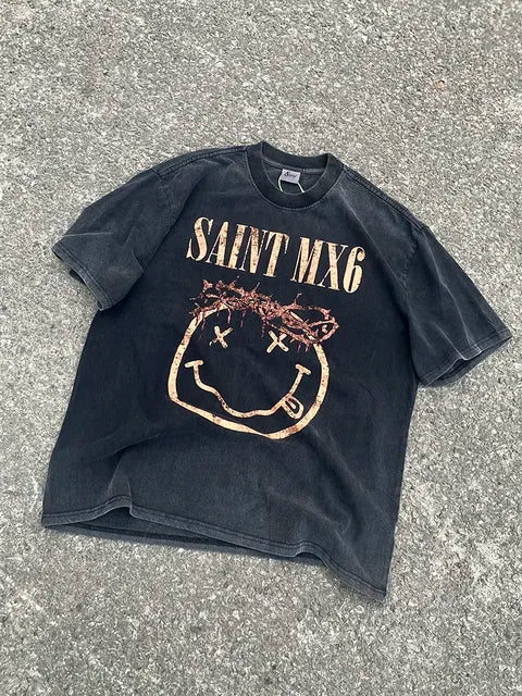 SAINT MICHAEL Vintage Heavyweight Casual T-shirt Large