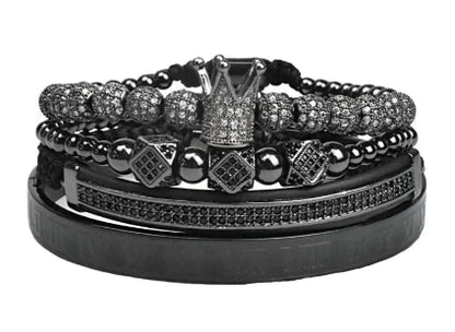 Crown Triangle Bracelet, Crown Bracelet, Leather Strap Bracelet