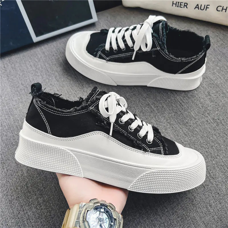 Men's Fashionable Thick Sole Low-Top Canvas Shoes