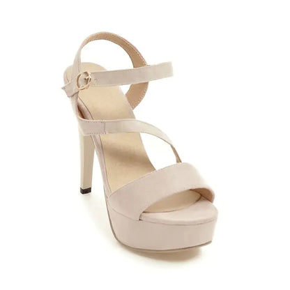 נעלי עקב גבוהות חדשות מזמש עם רצועות צולבות לנשים