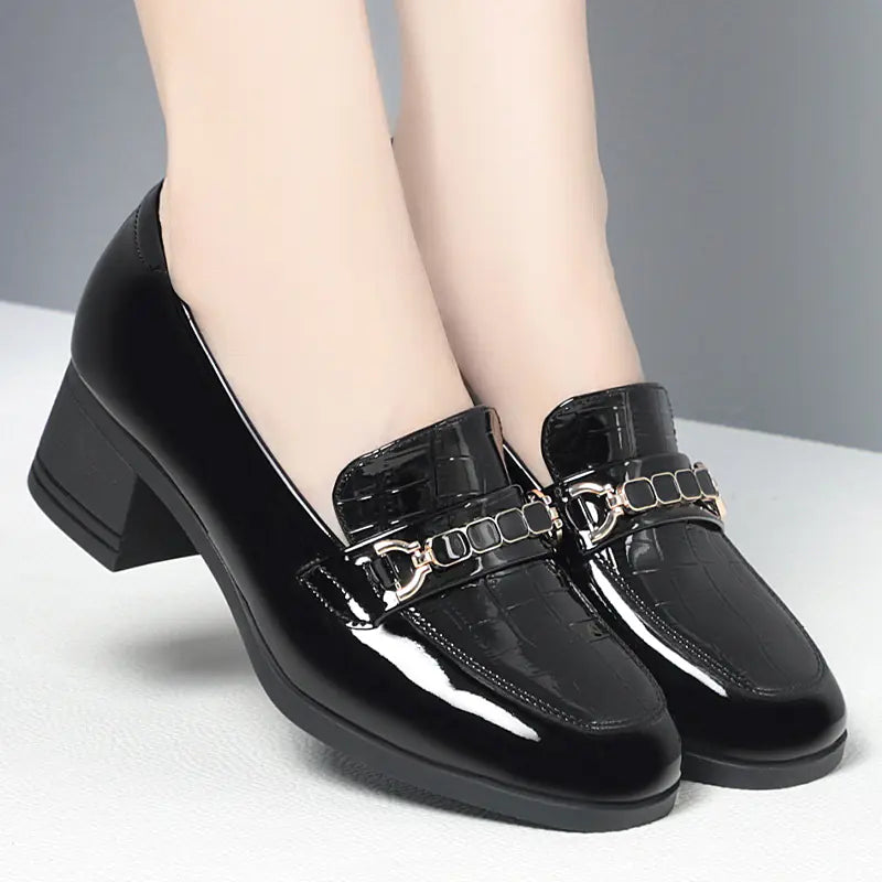 Red Soft Leather Wedding Shoes for Women