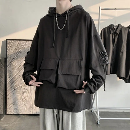 Men's Hooded Cargo Pocket Hoodies - Harajuku Streetwear