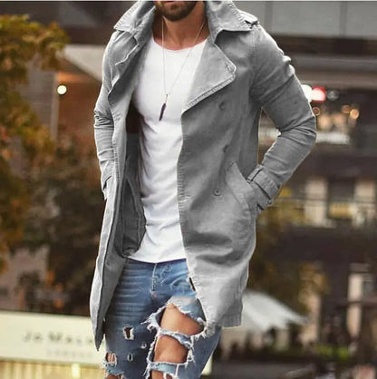 Men's Mid-Length Slim Fit Windbreaker Casual Jacket