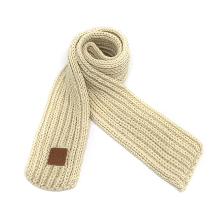 Kids Knit Scarf Winter Fashion Solid Color Toddler Baby Scarves Wrap Neck Warmer Beige