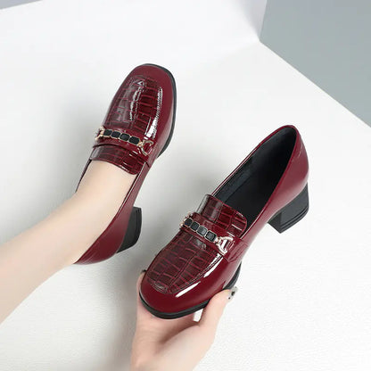 Red Soft Leather Wedding Shoes for Women