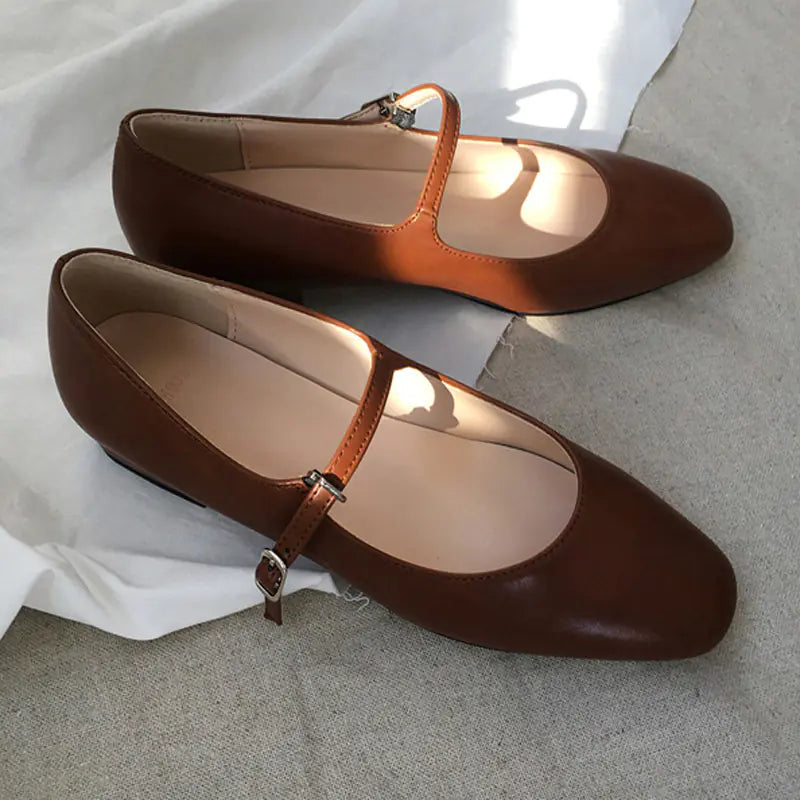 Vintage Mary Jane Shoes - Round Toe Flat Slip-On