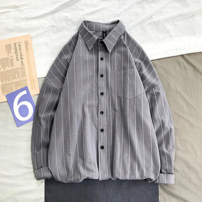 Men's Striped Long Sleeve Shirt - Casual Autumn Style